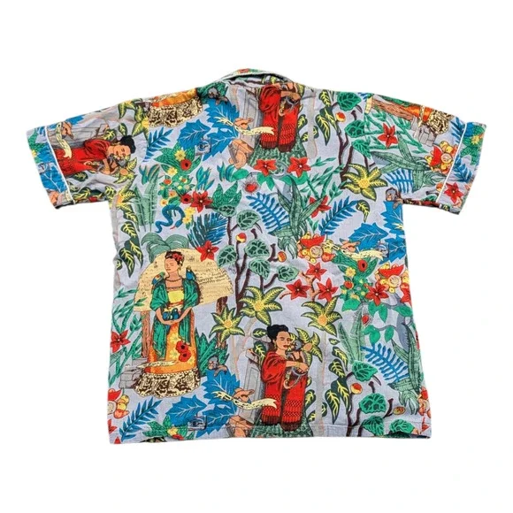 90's AOP Tropical Art Short-sleeve Button-up shirt - Picture 2 of 4